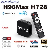H96Max H728 Android 14 Smart TV Box 8K Wifi 6 Allwinner H728 ARM Cortex A57 Ethernet 1000M 16/32/128GB 1080P For Google Youtube