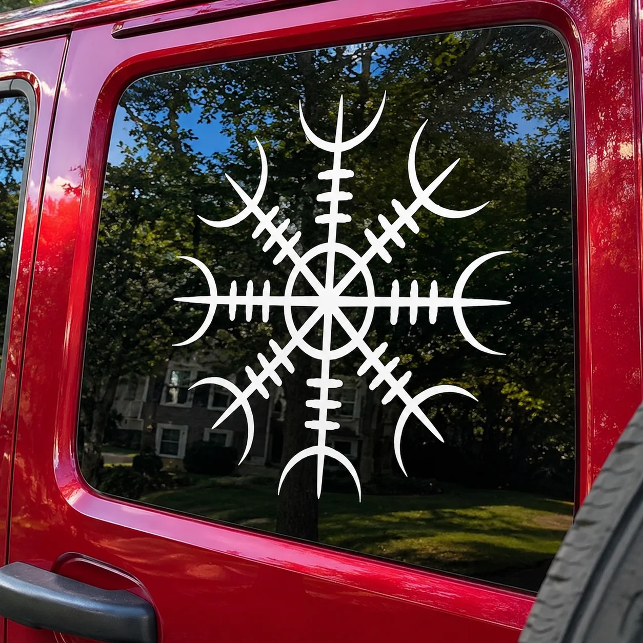 Autocollant de voiture en vinyle imperméable avec symbole de rune du casque viking nordique, style païen gothique, pour fenêtre, bouchon de réservoir, en PVC sculpté, décoration automobile