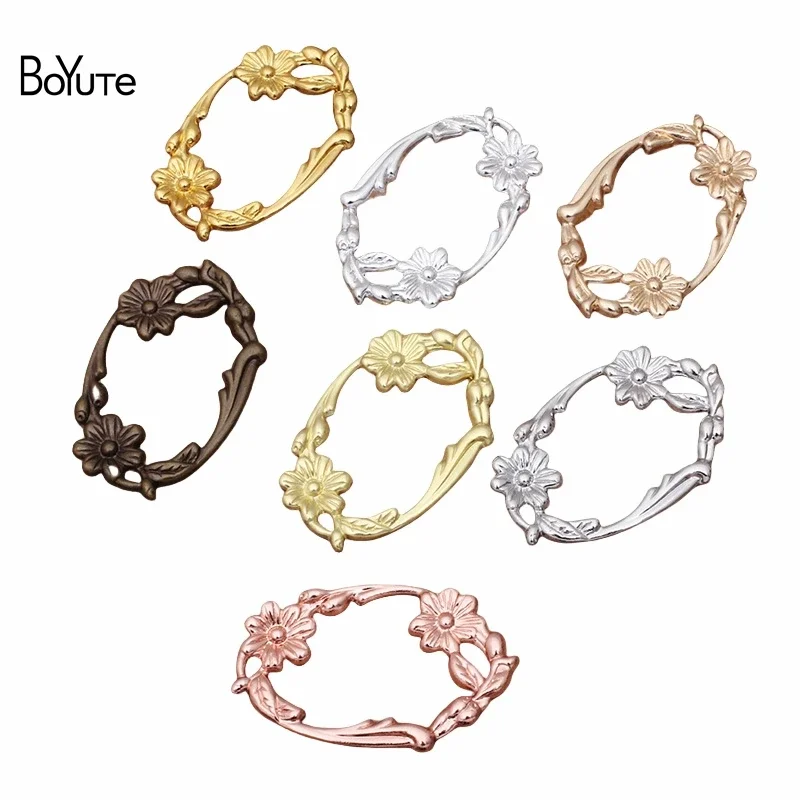 BoYuTe (20 Pieces/Lot) 45*30MM Metal Brass Flower Charms 7 Colors Wholesale DIY Hand Made Jewelry Materials