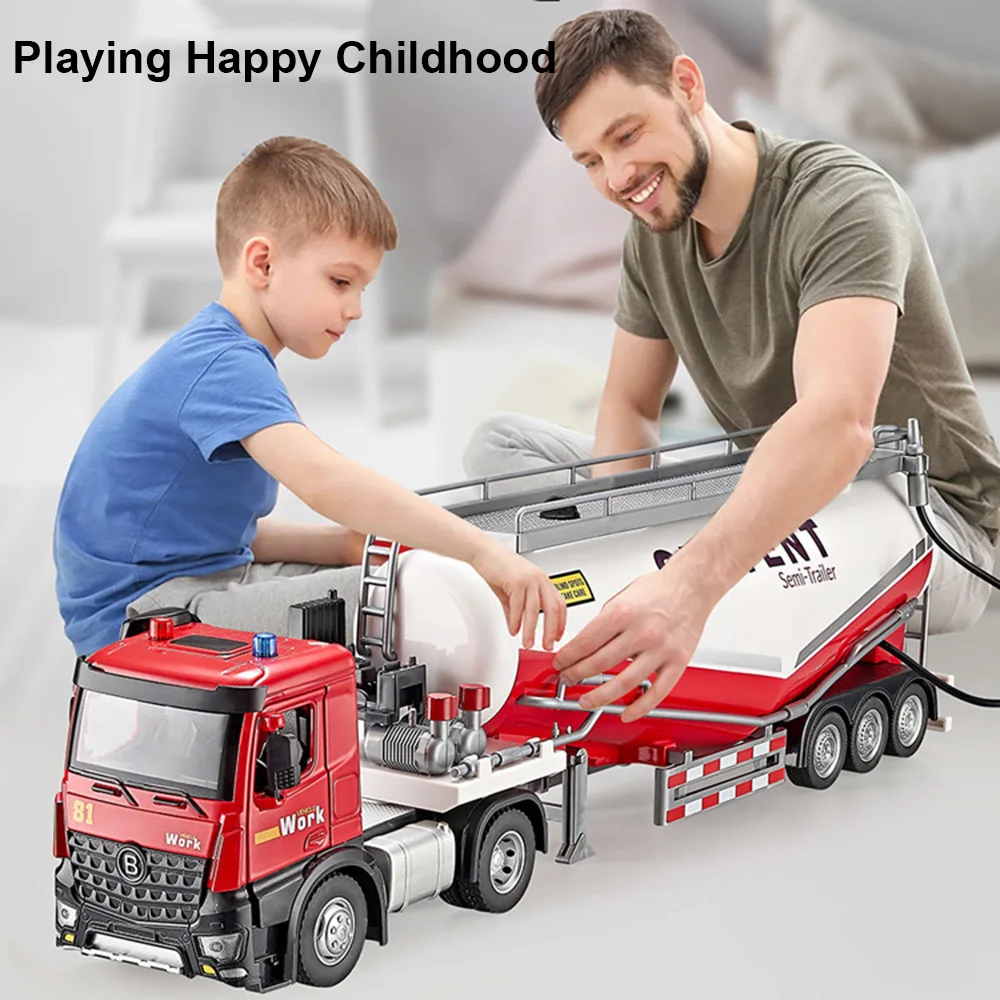 1/18 Powder Transport Car Model Diecasts Vehicle Model Toys with Light and Sound Alloy Transport Vehicle for Boy Christmas Gifts