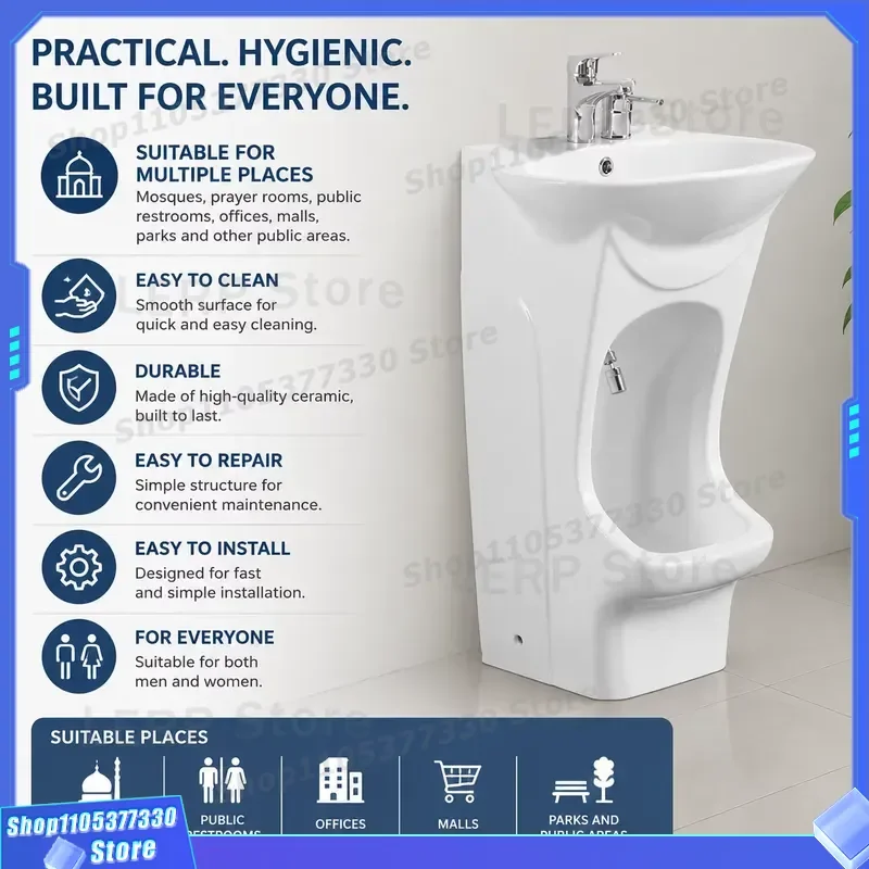 Modern Ceramic Wudu Basin Oval Footed Sink Single Hole Faucet Practical Washbasin for Bathroom Small Size Elegant Design