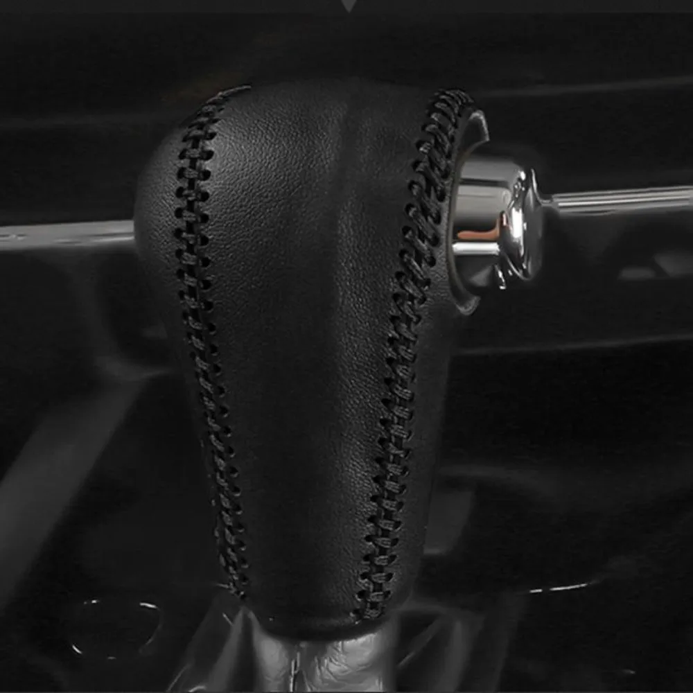 AT Leather Car Gear Head Shift Knob Cover Gear Collars for Honda Vezel HRV HR-V 2014 - 2022 Interior Accessories