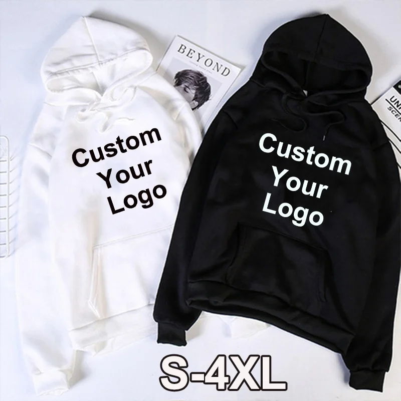 Custom Your Logo Hoodie for Men and Women Couples Fleece Hoodie Hip Hop Warm Hoodie