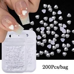 1Bag Resin Heart Moon Pearl Nail Art Decoration Flat Back Pearlescent White Mixed Size 3D Nail Charms Manicure Nail Accessories