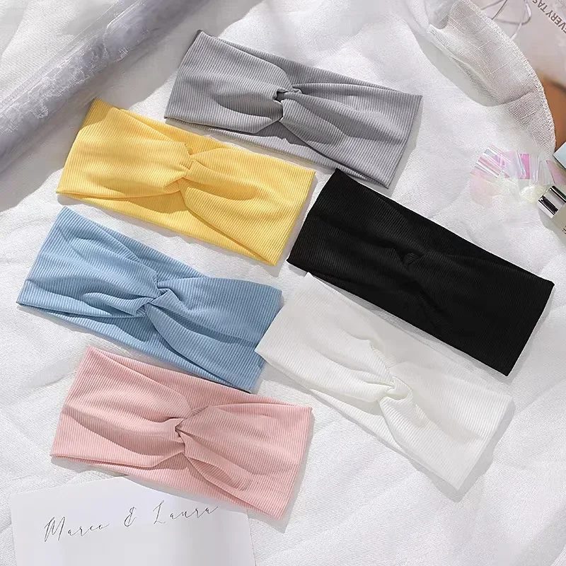 Elegant Solid Color Wide Brimmed Headband Fall Winter Cotton Hair Hoop For Yoga Exercise Fitness Daily Hair Accessories Headwear