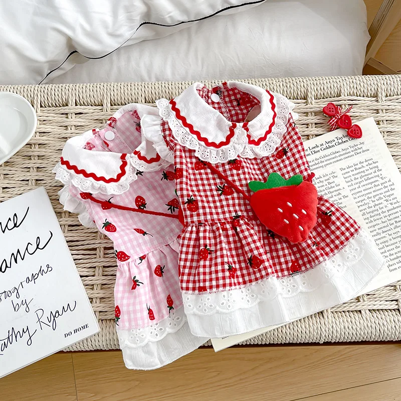 Vestido verano fresas para perros y gatos: Chihuahua y Yorkshire