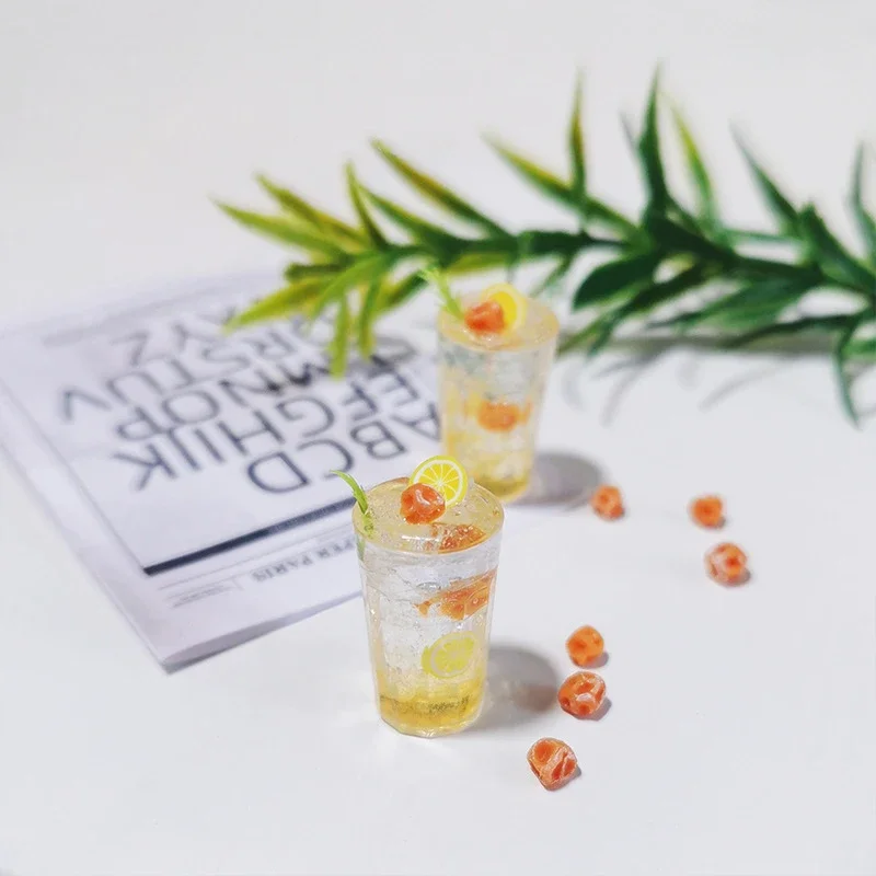 Casa de muñecas en miniatura a escala 1/12, taza de bebida de té de limón, modelo para niños, juguete y decoración de cocina