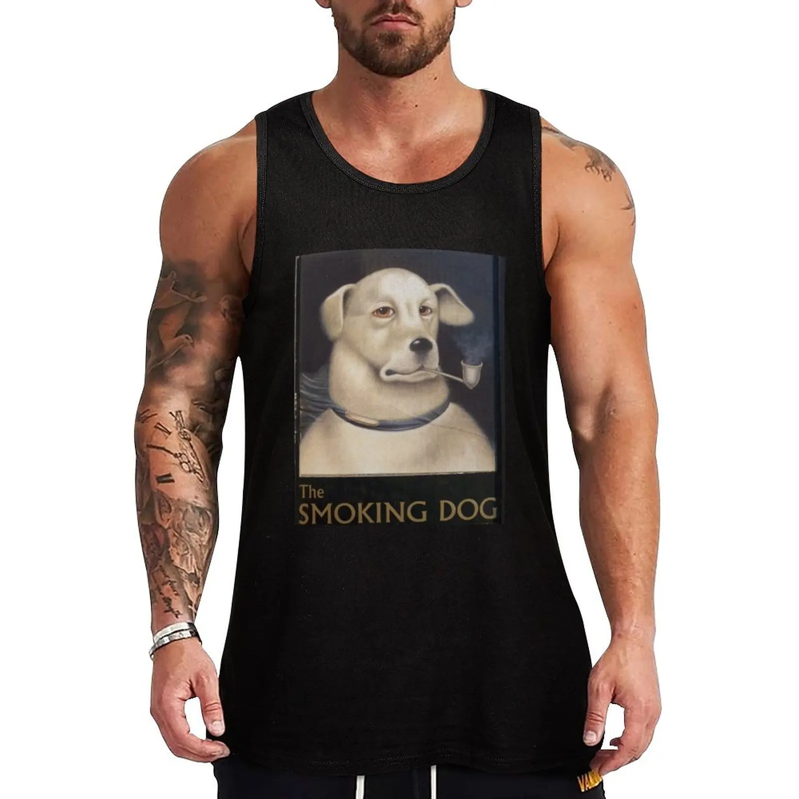 The smoking dog Tank Top cotton t-shirts man Men's fitness t-shirt Men's gym t-shirts vests for men