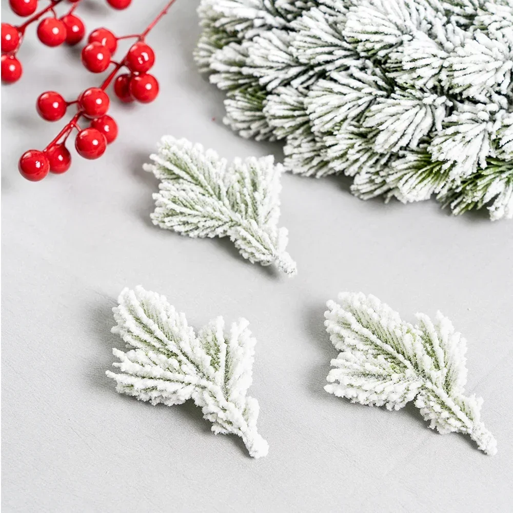 10/20pcs Artificial PE White Green Pine Plants Branches Wedding Home Party Decorations DIY Christmas Tree Handcraft Accessories