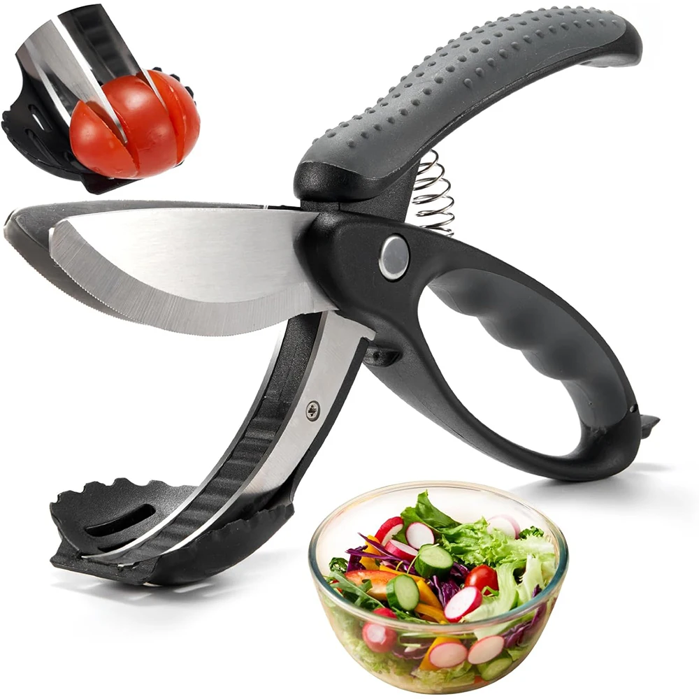LMETJMA Salad Scissors Upgraded Salad Scissors Tossing and Chopping Salad Chopper Heavy Duty Kitchen Salad Scissors JT306