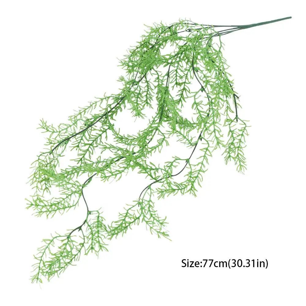 인공 곱슬 해초 양치류 식물, UV 내성, 실물 같은 인공 걸이식 식물, 플라스틱 가짜 식물, 가정 정원 장식, 77cm