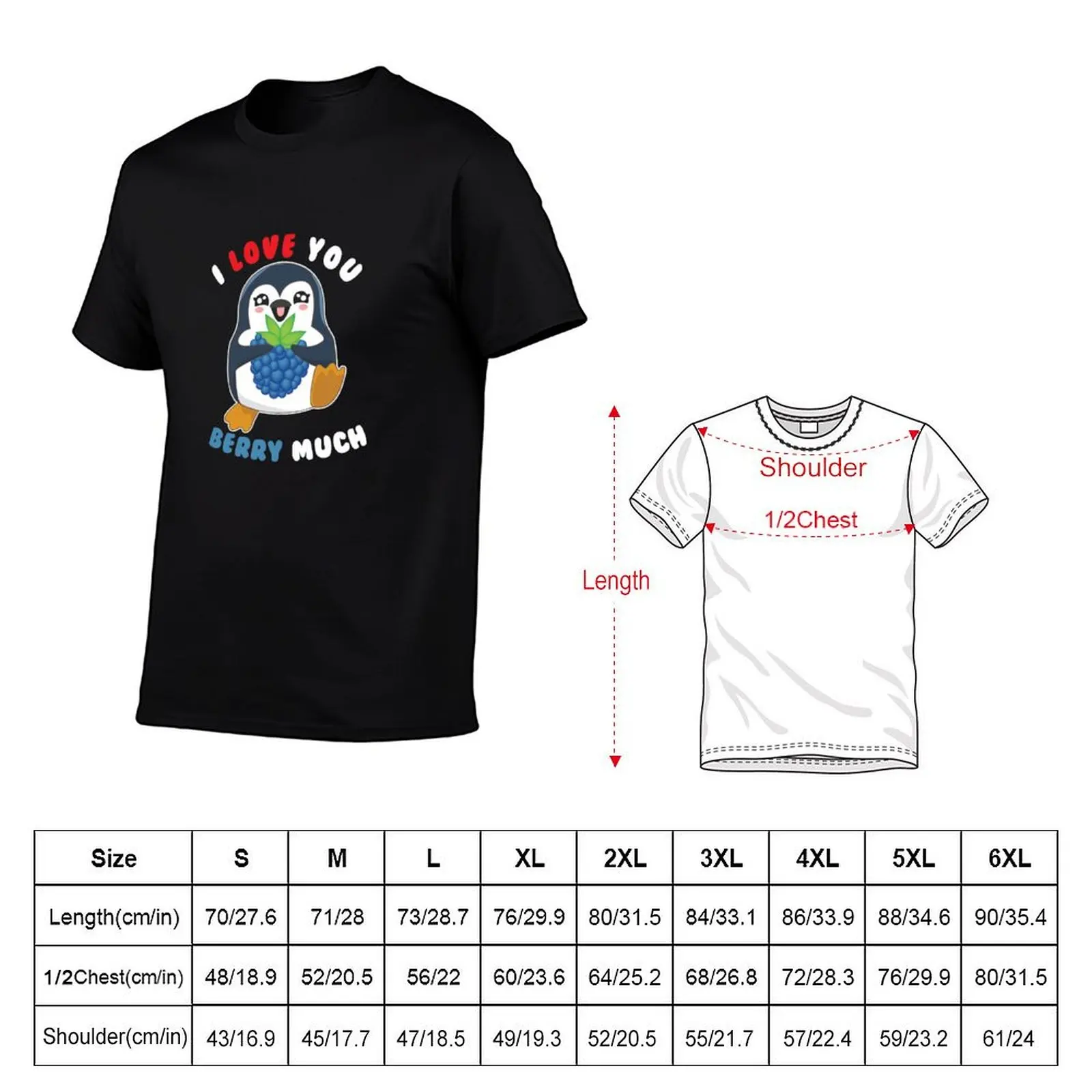 I Love You Berry Much Cute Penguin I Love You Pun T-Shirt korean fashion graphic tee shirt t shirts men