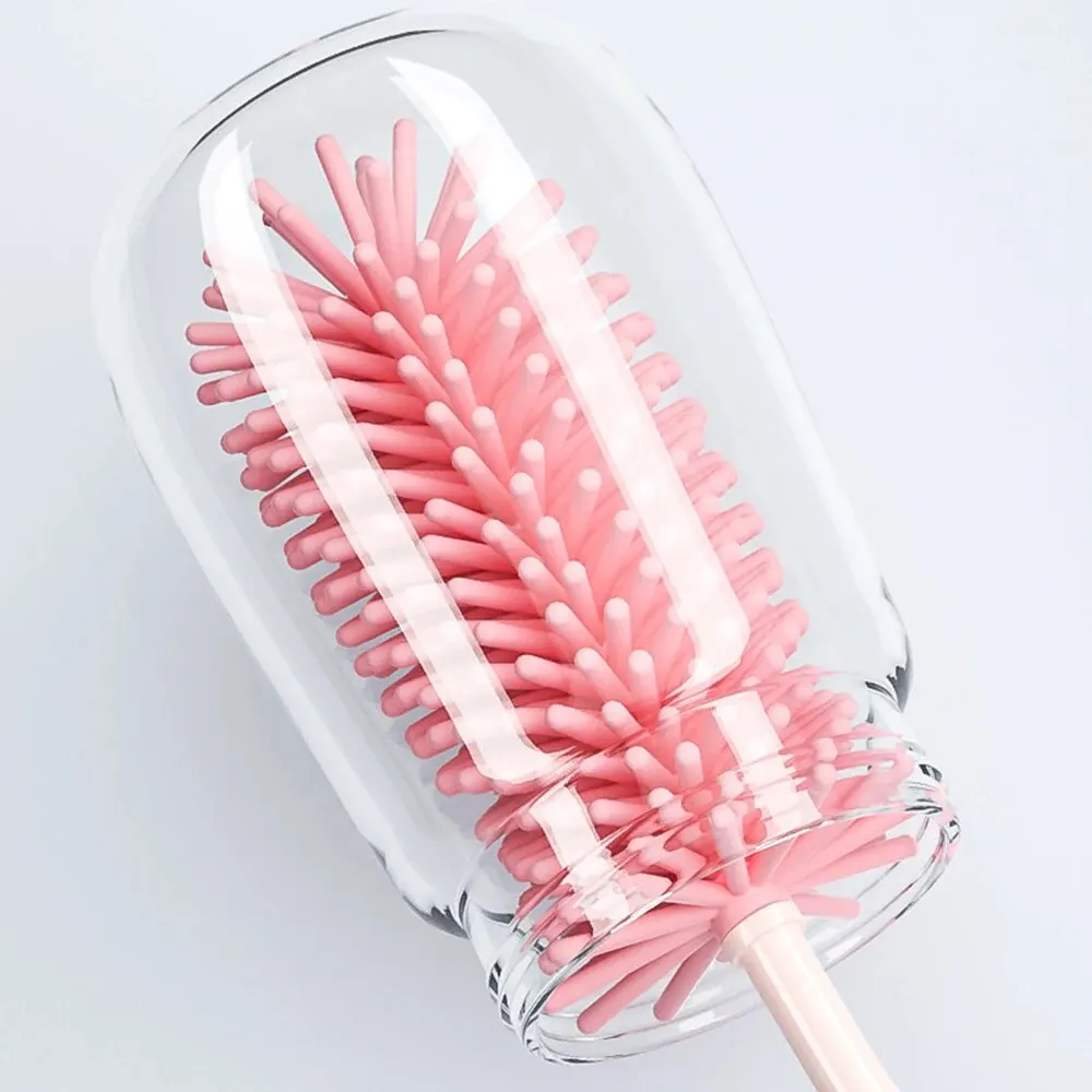 3-Piece Silicone Bottle Brush 360° Rotating Baby Nipple Brush Washing Cup Brush Bottle Cleaning Brush Set image 5