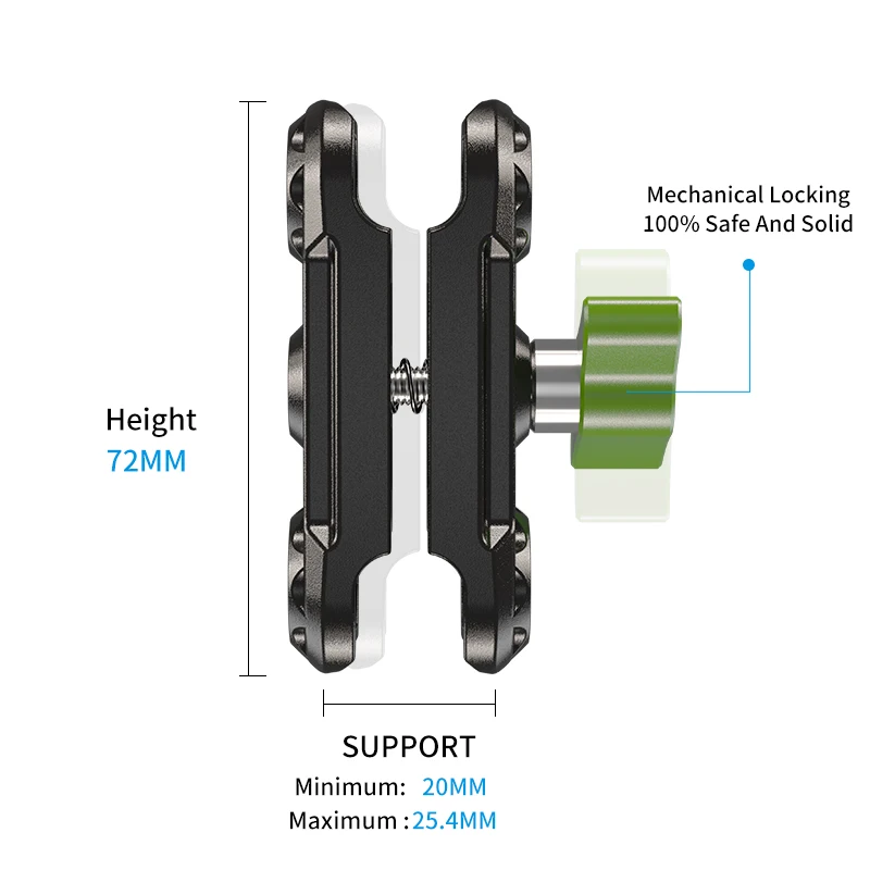 Aluminum 20mm Ball Head Joint Base Double Sucket Arm for RAM Mount Motorcycle Bicycle Camera Accessories