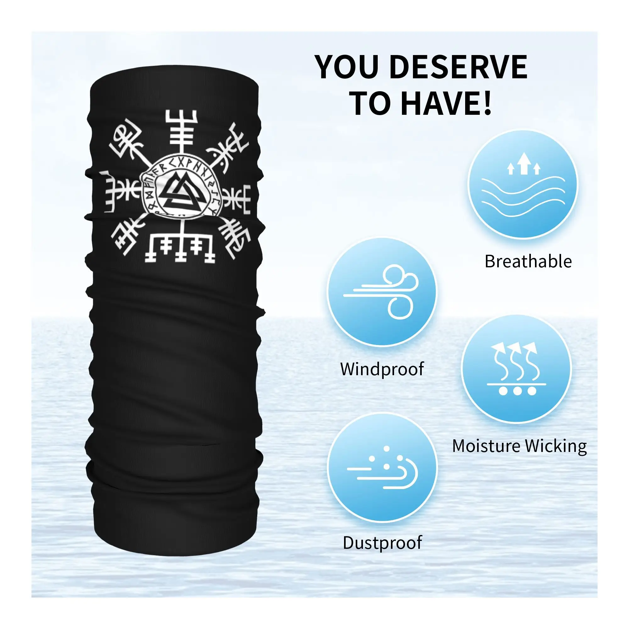 

Valknut And Runes On Wood Norse Viking Odin Bandana Neck Cover Printed Face Scarf Cycling Scarf Riding For Men Women Winter