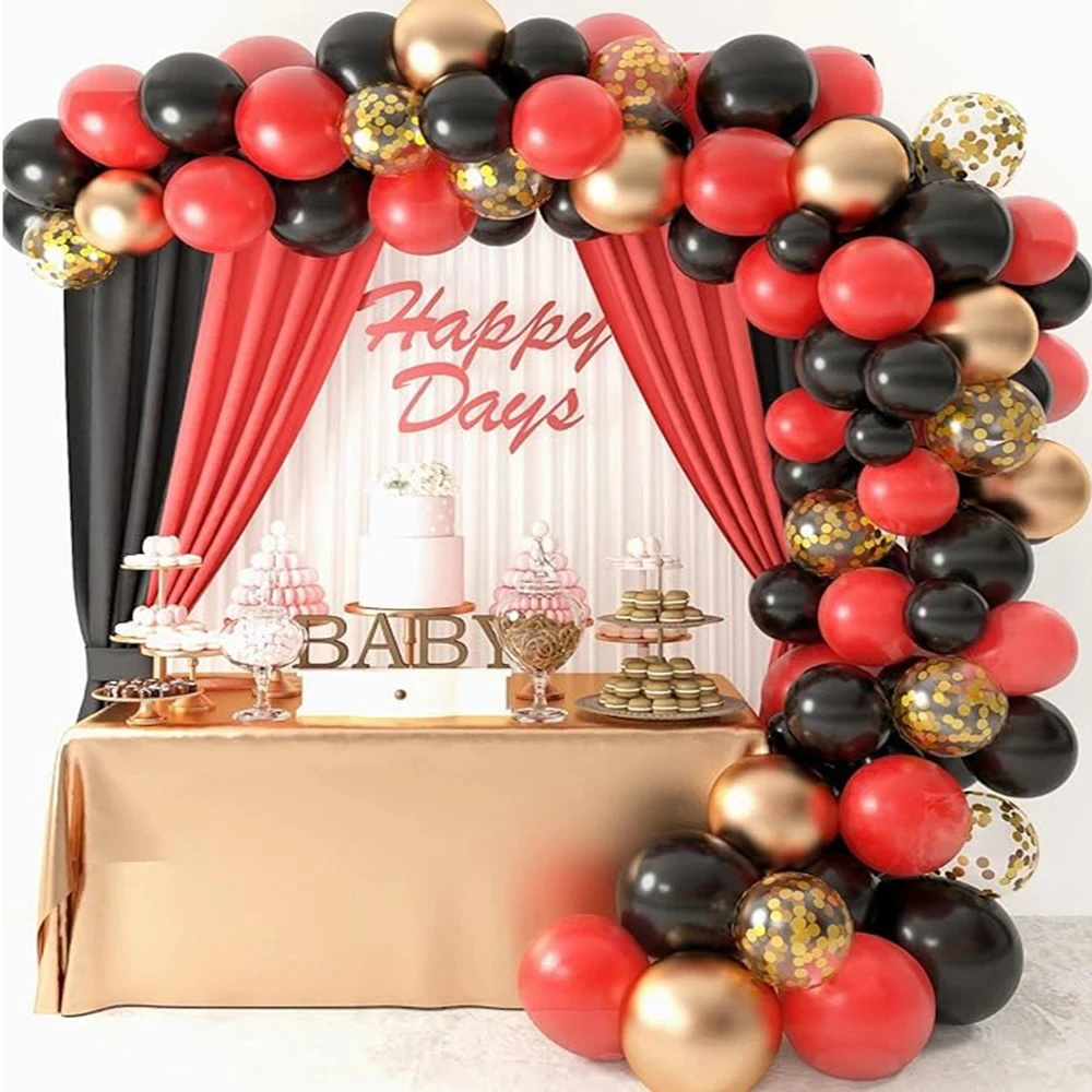 100Pcs Red Black gold Gold White Latex Balloon Garland Arch Kit Birthday Anniversary Wedding Party Background Home Decoration