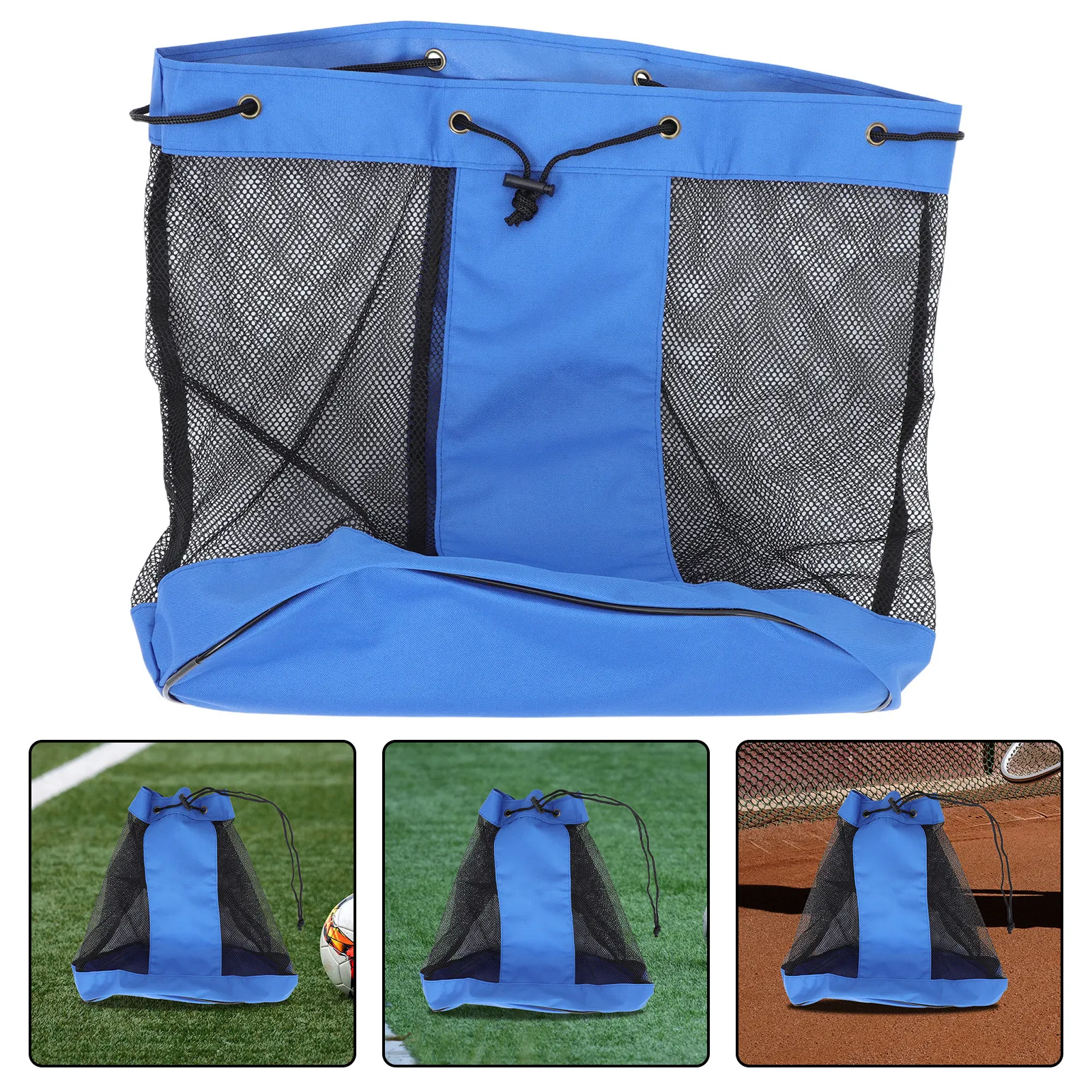 Large Mesh Soccer Equipment Storage Bag Lightweight Drawstring Sack Adjustable Shoulder Strap for Basketball Volleyball Football