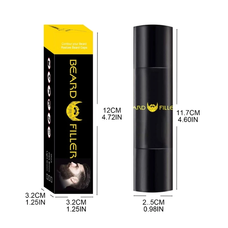 Beard Filler with Brush for Men Beard Filling Pen Cream Creates Natural Looking Beard Waterproof Sweatproof Long Lasting