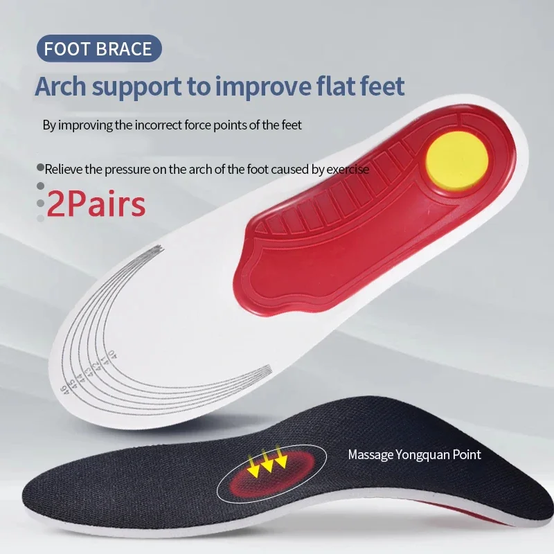 2 Paar Premium-Einlegesohlen mit hoher Fußgewölbestütze, Gel-Pad, 3D-Fußgewölbestütze für Plattfüße, für Damen und Herren, orthopädische Fußschmerzlinderung, Dämpfungskissen