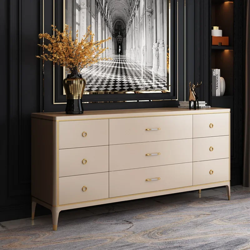 American light luxury chest modern simple nine chest bedroom storage paint solid wood