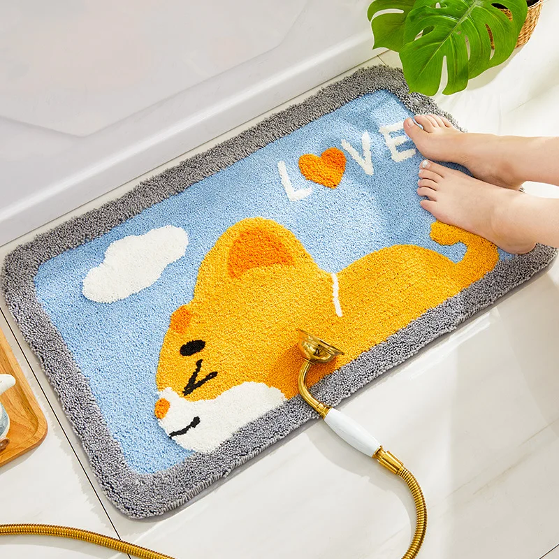 

Water absorbing and anti-skid cartoon doormat Bathroom chenille floor mats Cute entrance carpet kitchen Toilet rug home decor