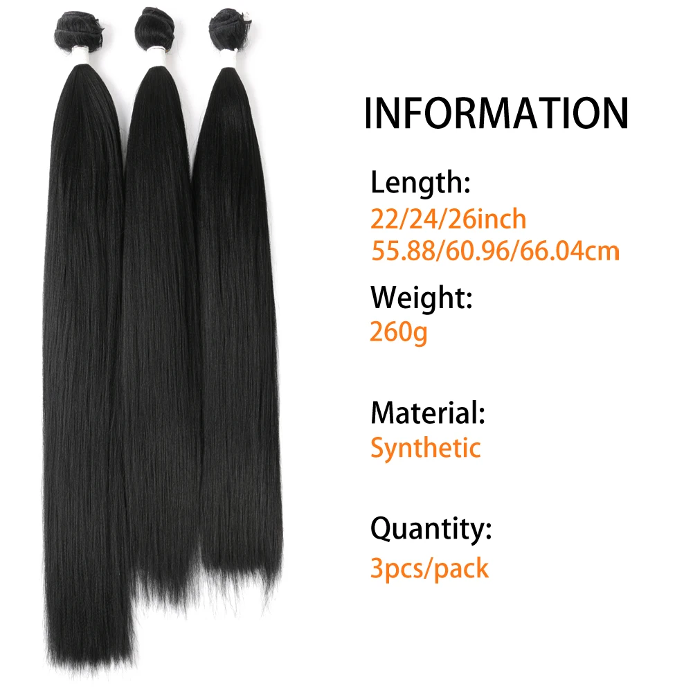 Belle Show Straight Hair Bundles 22 24 26 Inch Hair Weave Bundles 3pcs/lot Synthetic Yaki Straight Hair Weave For Women