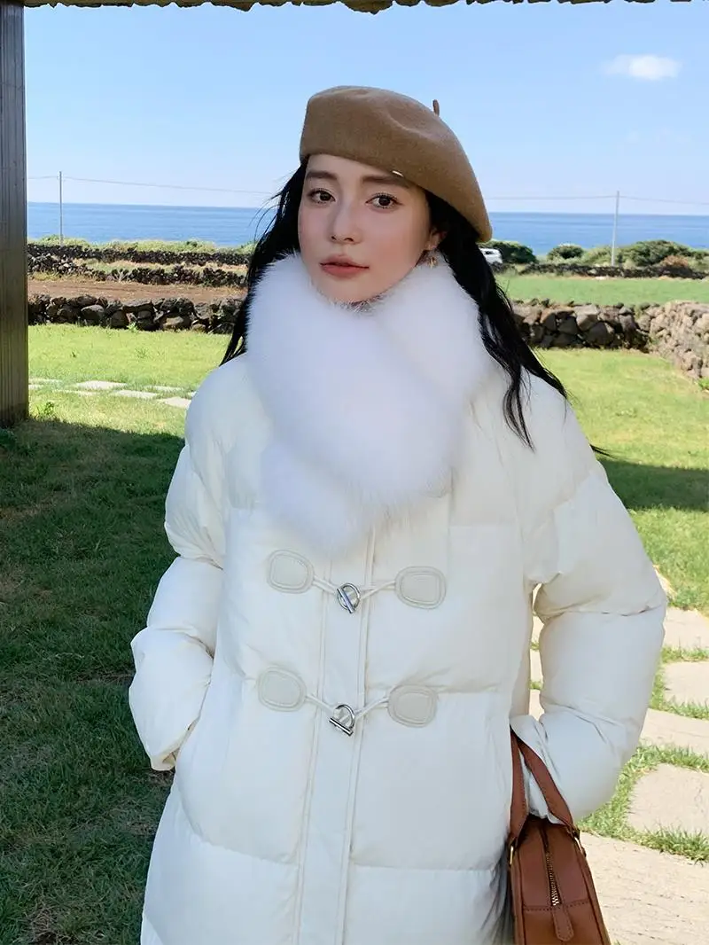 

Специальное предложение: Длинное пуховое пальто из гусиного пуха малого размера с большим меховым воротником, прямого кроя, зимнее.