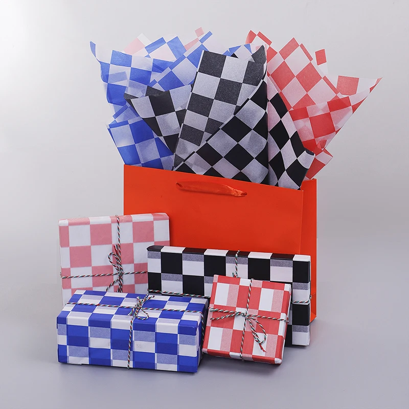 20 Vellen Kleurrijk Schaakbord Inpakpapier 20x14 inch voor Cadeau Boeket Feest Verjaardag Bruiloft Decoratie, Cadeaupapier