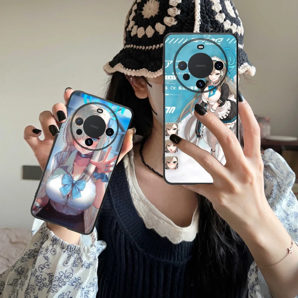 Blue Archive Asuna Mobile Cell Phone Case for Huawei Mate 60 50 40 30 20 10 Pro Plus Lite E 5G Black Soft Phone Cover Shell