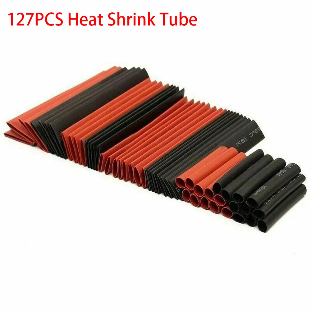 Wire Wrap Cable Sleeve Heat Sleeve 127Pcs 7 Sizes Cable Electrical Heat Shrink Tube Scissors Tubing Wrap Sleeve