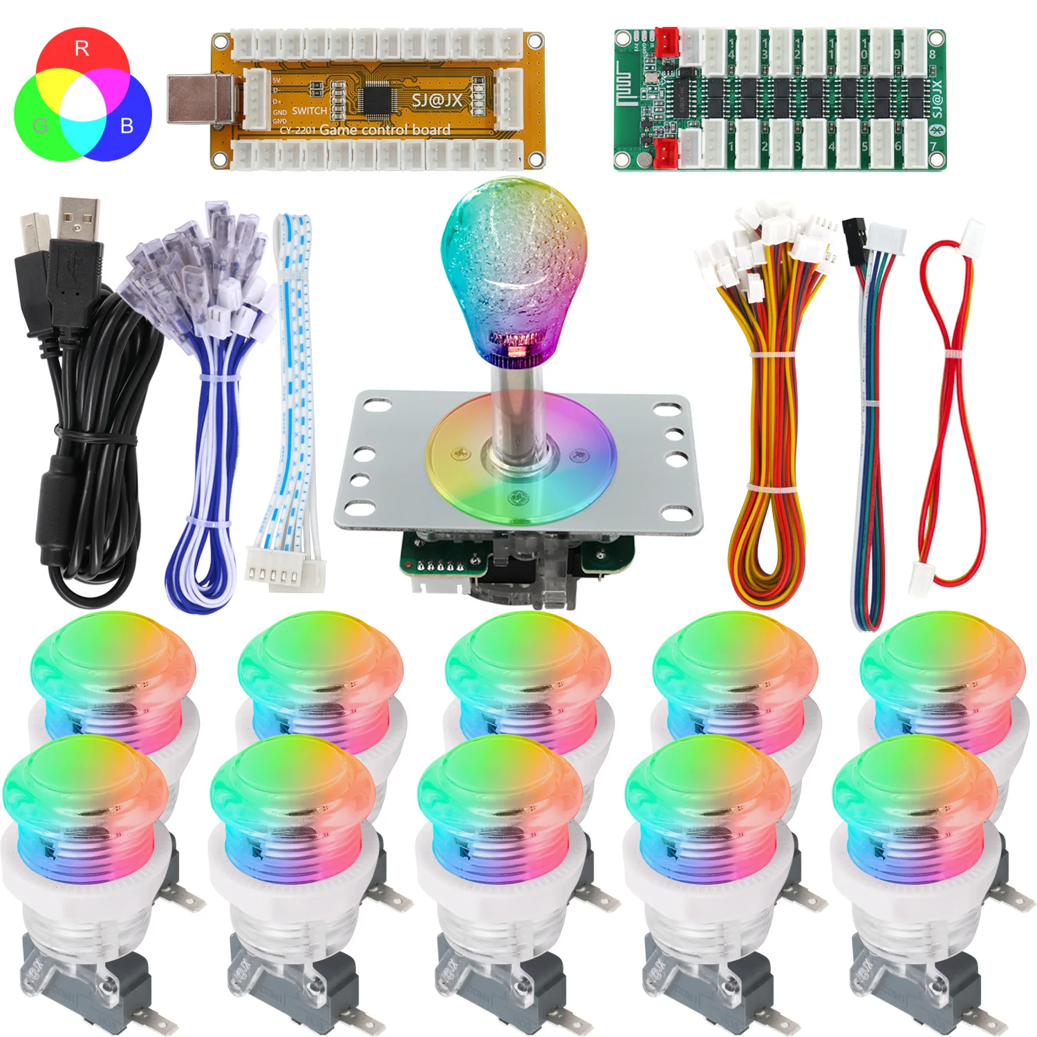 

Arcade Game RGB LED Encoder Controller Button Joystick Blutooth RGB Control APP for Nintendo Switch PS3 PC Raspberry Pi