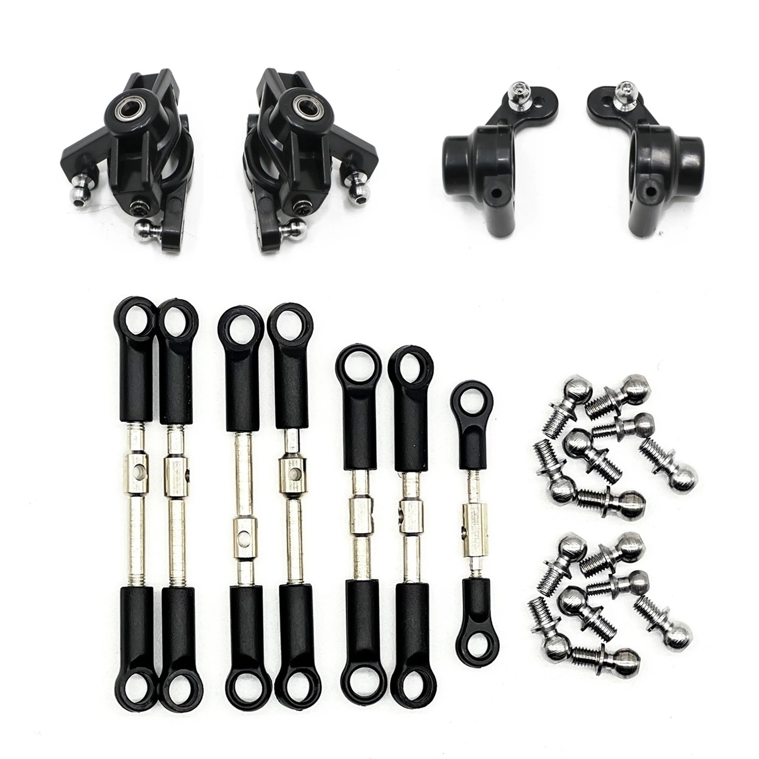 Wltoys 144001 144002 144010 124007 124016 124017 124019 Zestaw drążków kierowniczych, łączników serwomechanizmu i kielichów kierowniczych, części zamienne do samochodów RC