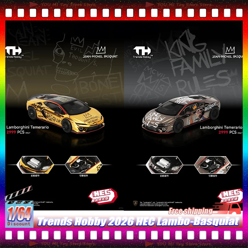 

1:64 Trends Hobby 2026 Hec Lambo-Basquiat Exhibition Limited Simulation Alloy Die-Casting Miniature Model Kid Toy Ornaments Gift
