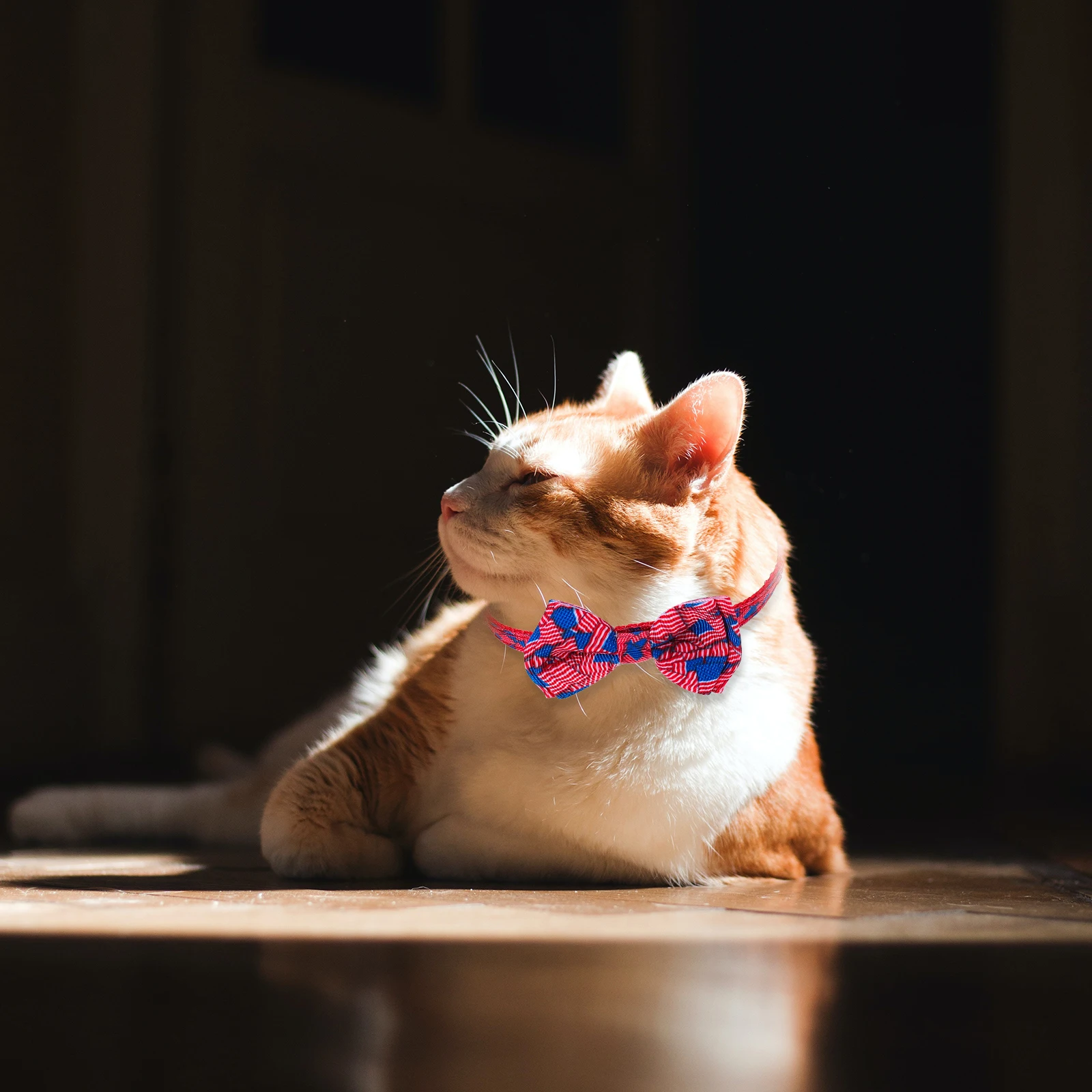 

American Flag Cat Collar Kitten Dog Bow Ties Independence Day Decorative Pet Collar Holiday Party Accessories Safe Comfortable