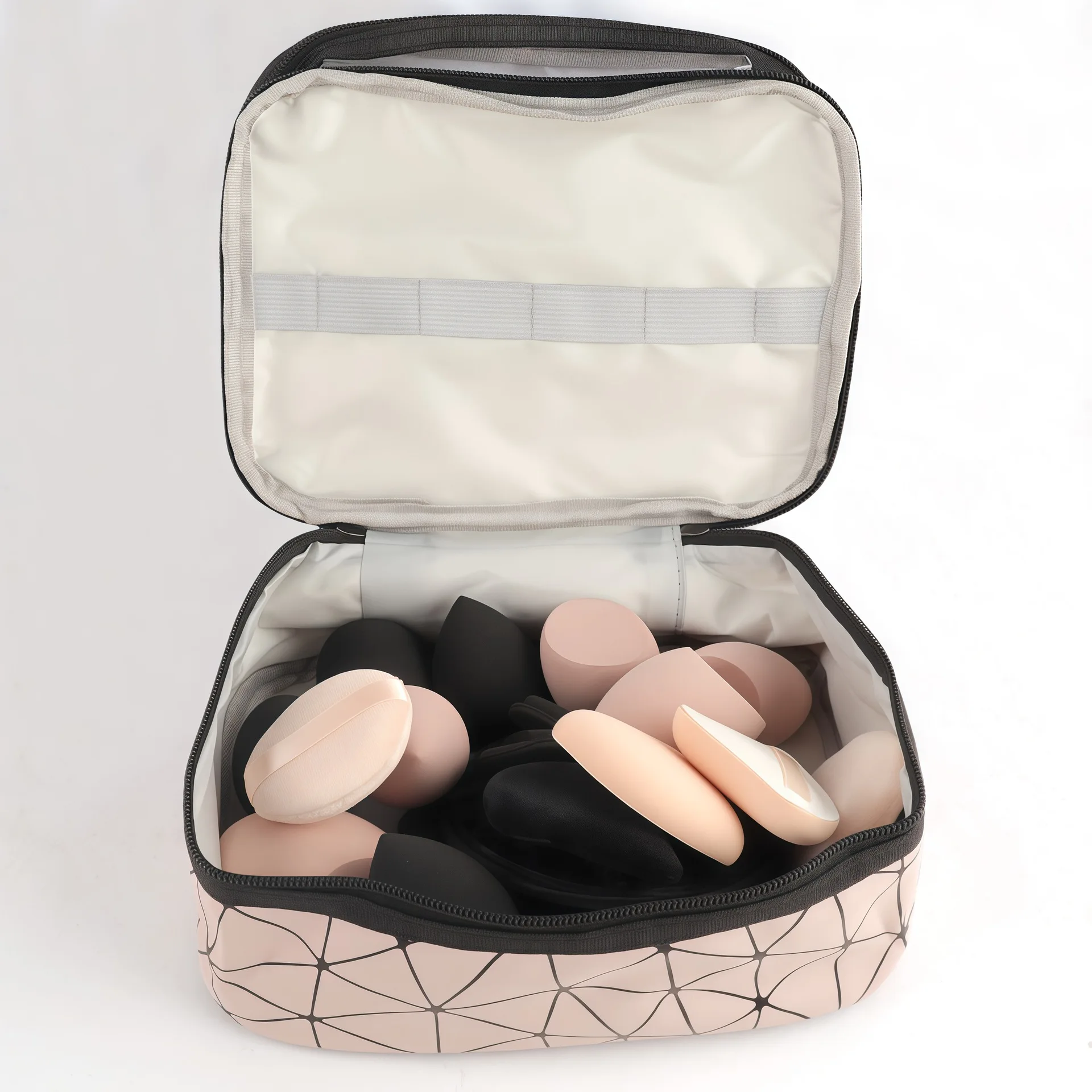 Éponges de maquillage humides/seces à double usage, ensemble d'outils cosmétiques avec pochette cosmétique de voyage, 46 pièces