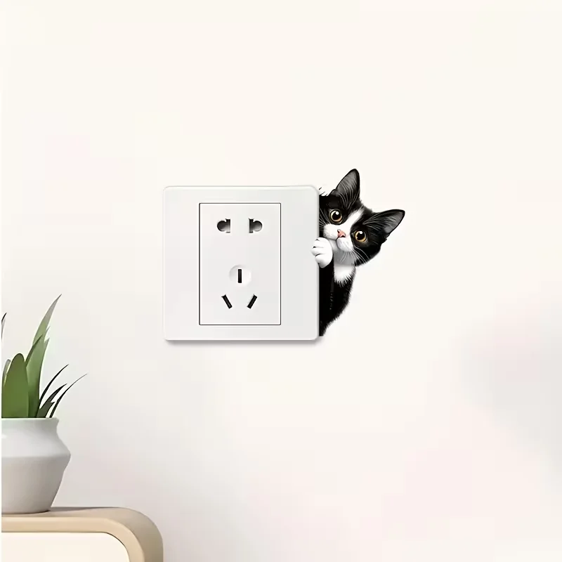 1pc probe cute black puppy wall switch panel decorative sticker, control panel home decoration wall sticker