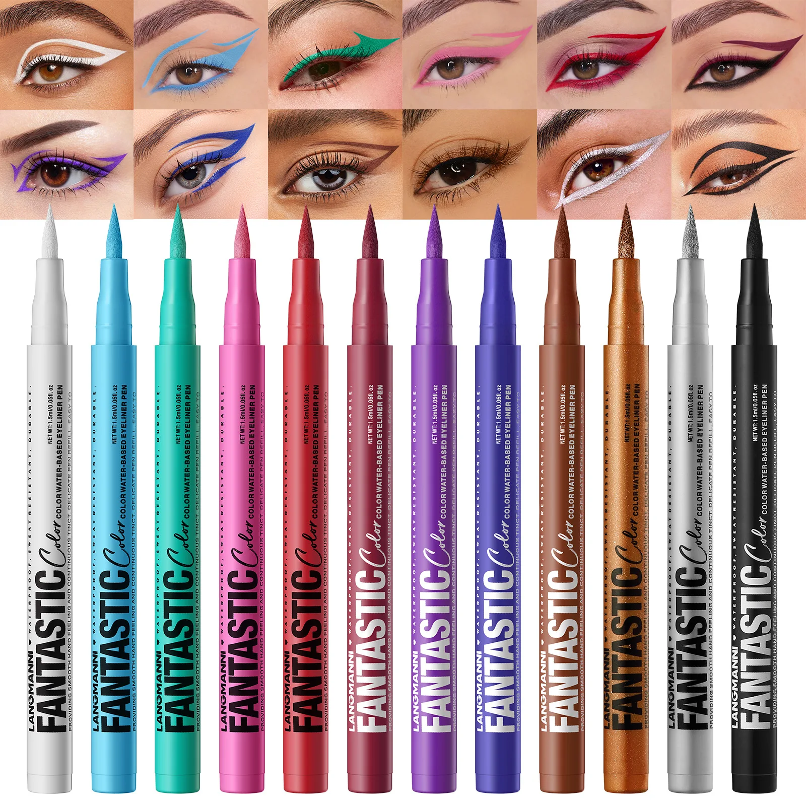 12 Colors Red Purple Eyeliner Liquid Matte Quick-Drying Smudge-Proof Smooth Eye Liner Pen Long-Lasting Eyes Makeup Cosmetics