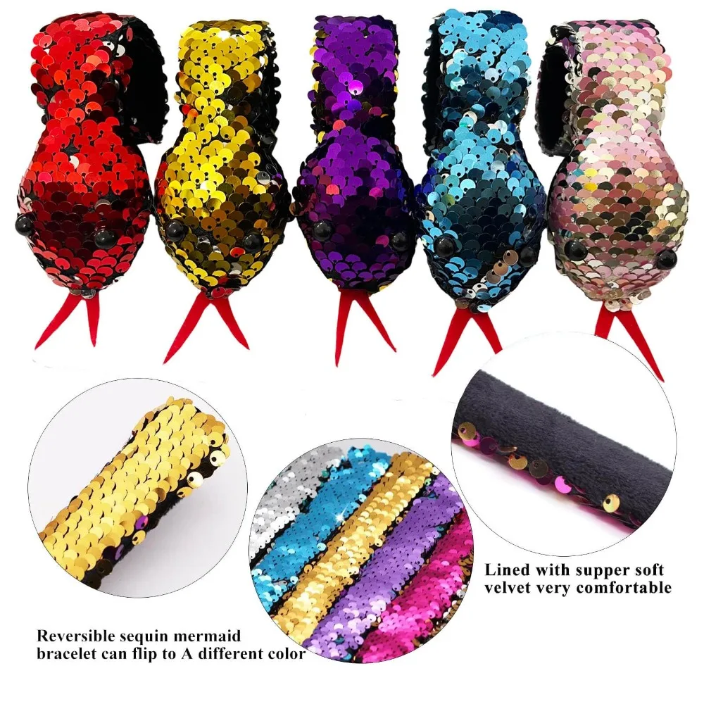 New Cute Snake Snap Bracelet Cool Halloween Snake Slap Bracelets Bling Animal Bracelet Toy Children Gifts