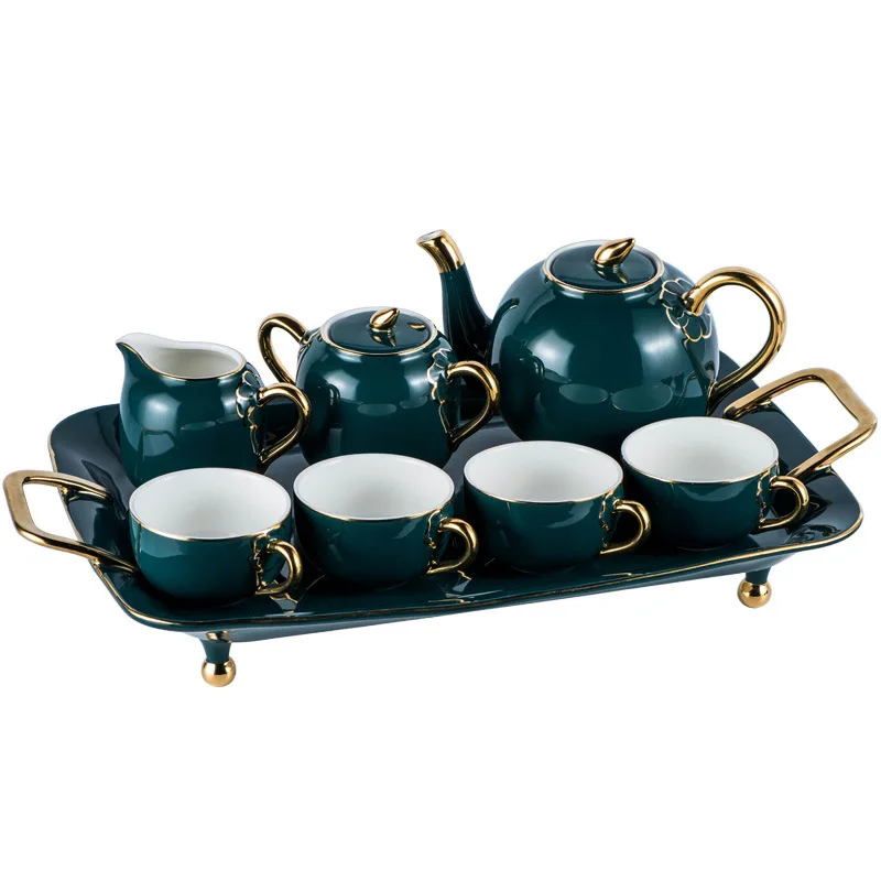 

European style, tea set, set, with tray, ceramics, household, water cup, small luxury