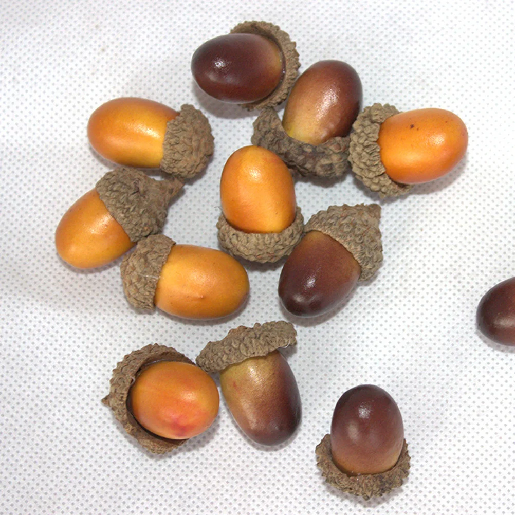 

100pcs Simulated Acorn Decor Artificial Lifelike Small Nuts For Home Kitchen Party Wedding Holiday Decoration Ornament Set