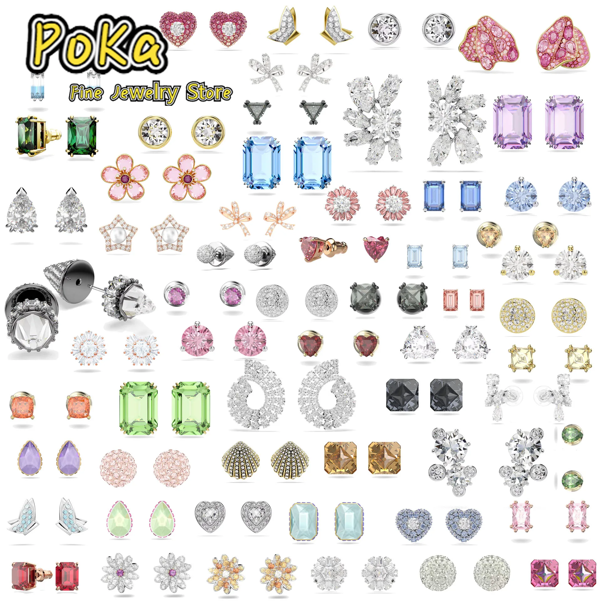 حلق صغير أصلي 2026 صيفي عصري أطقم مجوهرات راقية للنساء قطع مستديرة كريستال تنس أقراط مجوهرات الحفلات #1