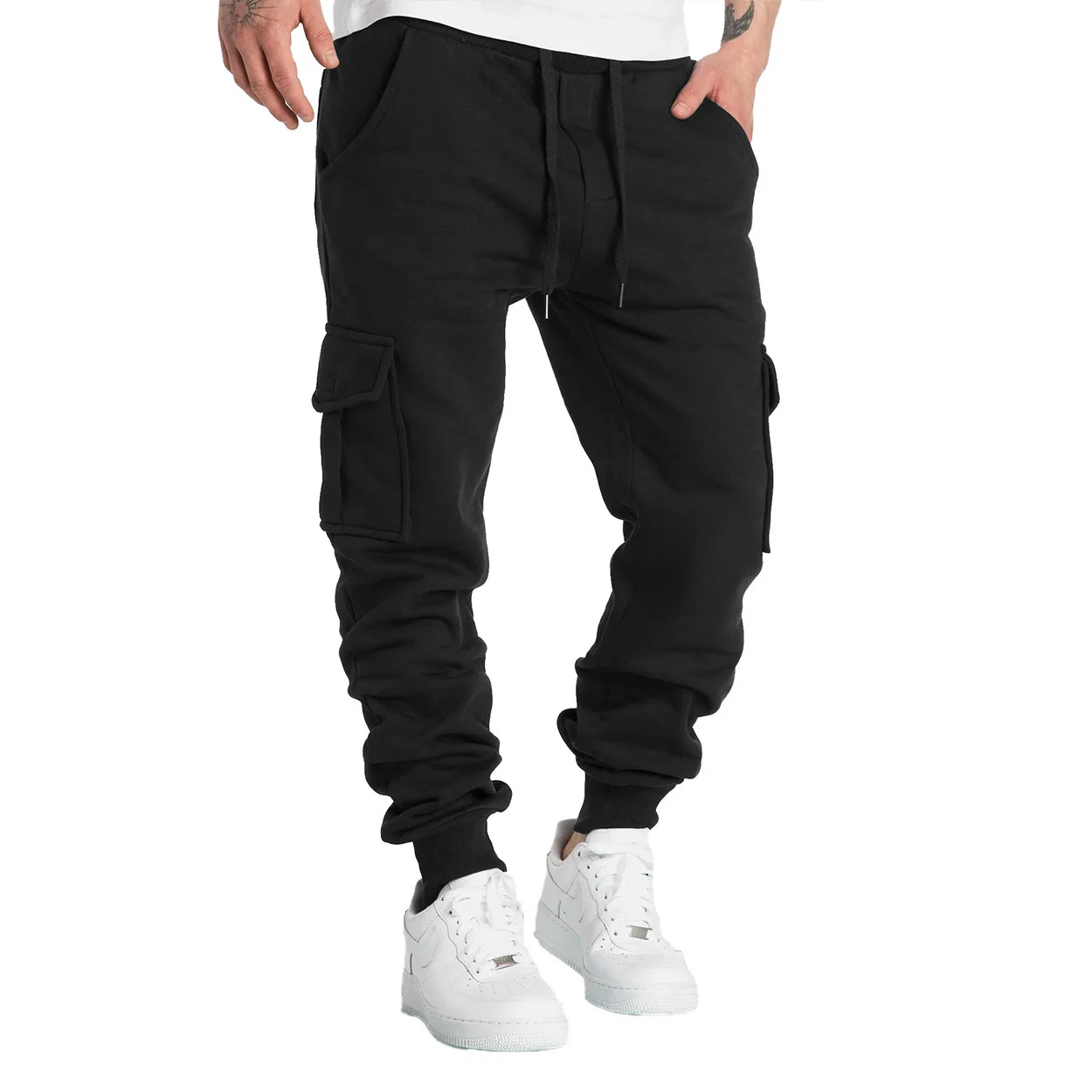 Novos homens sweatpants ajuste reto corredores para esportes e streetwear solto oversized cordão calças compridas masculino multi-bolso calças