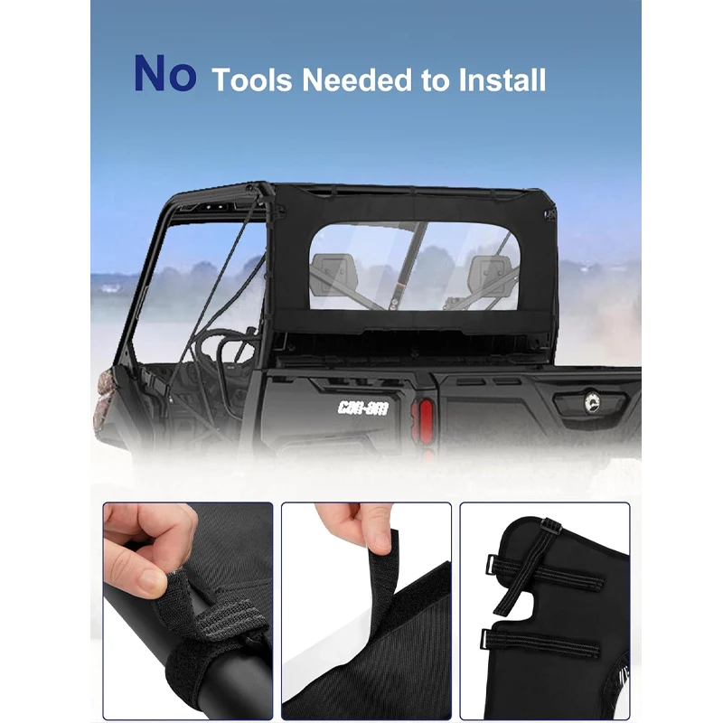 Tylna, pyłoszczelna, pełna osłona przeciwwiatrowa z zamkiem błyskawicznym, zwijana/goniona, do Can-Am Defender HD 5 7 8 9 10 HD5 HD7 HD8 HD8 HD9 HD10 Max