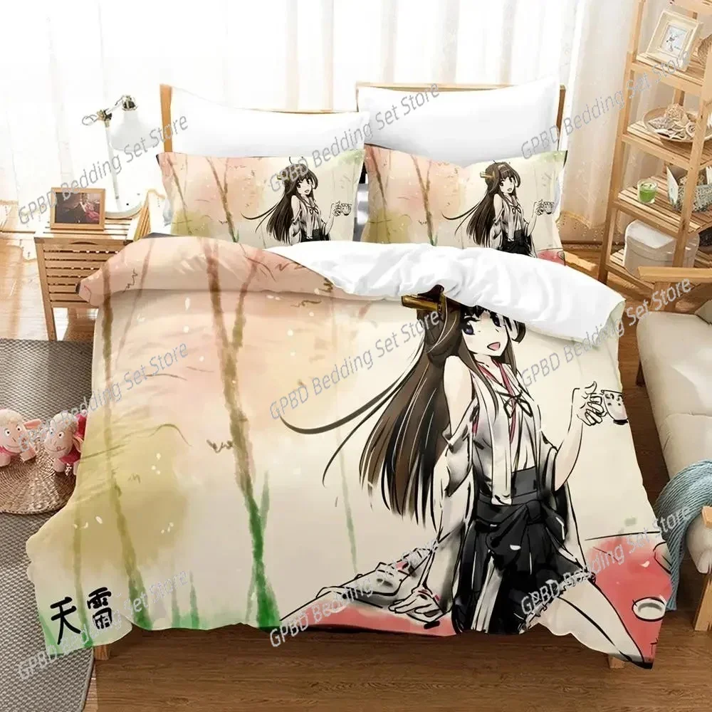 

Anime Kantai Collection Game 3D Bedding Set Duvet Cover Pillowcases Single Twin Full Queen King Size Home Decor Quilt Boys Gift
