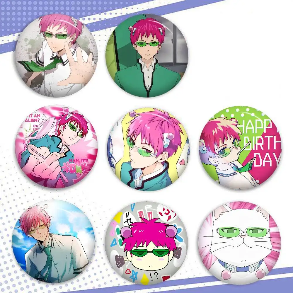 Anime The Disastrous Life of Saiki K. Weicher Ansteckpin, rundes Metallabzeichen, Reversnadel, Geschenk für Freunde, Kinderschmuck
