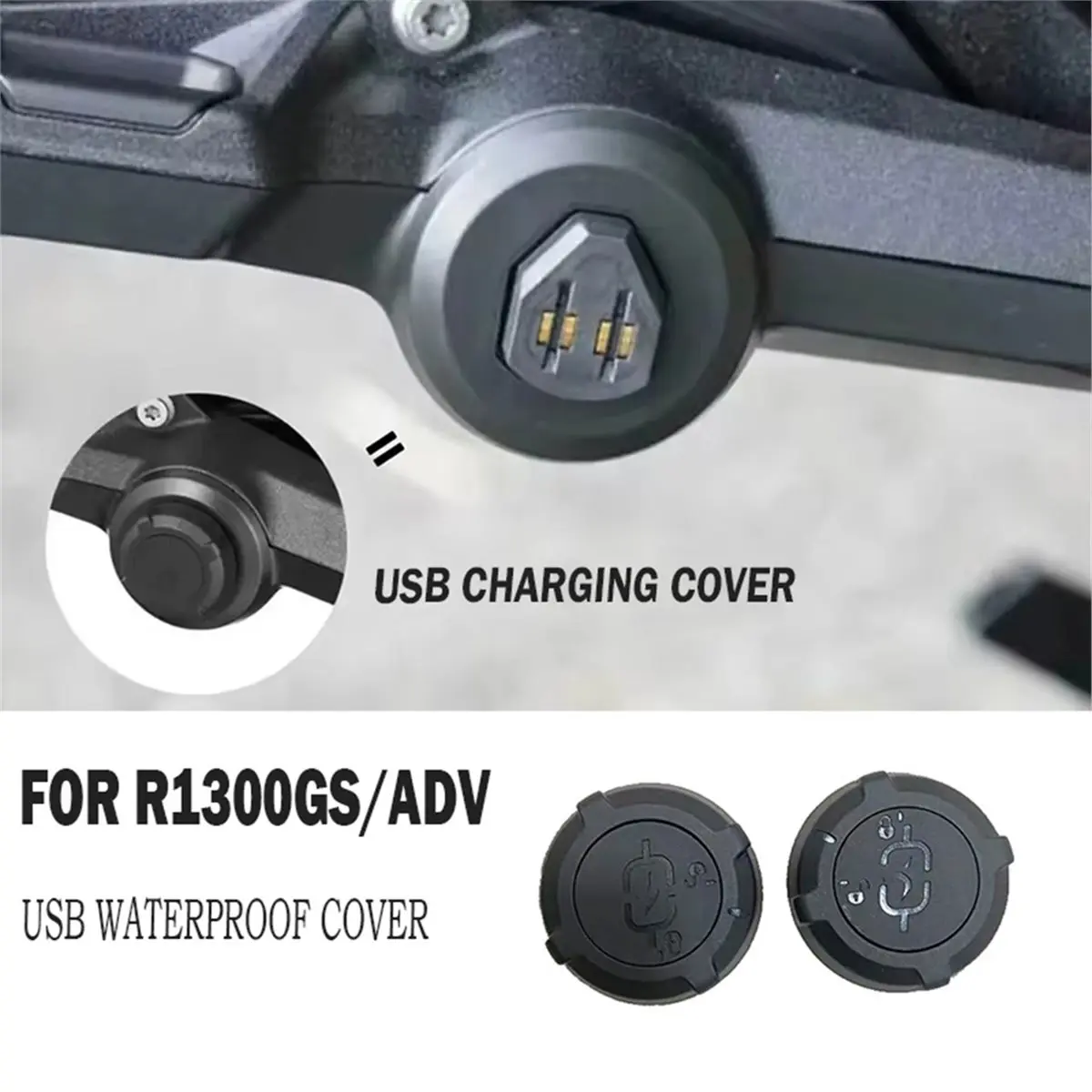 #09I Motorcycle USB charging cover,USB Charging Cover for BMW R1300GS R 1300GSA 2023 2024 2025 (Black)