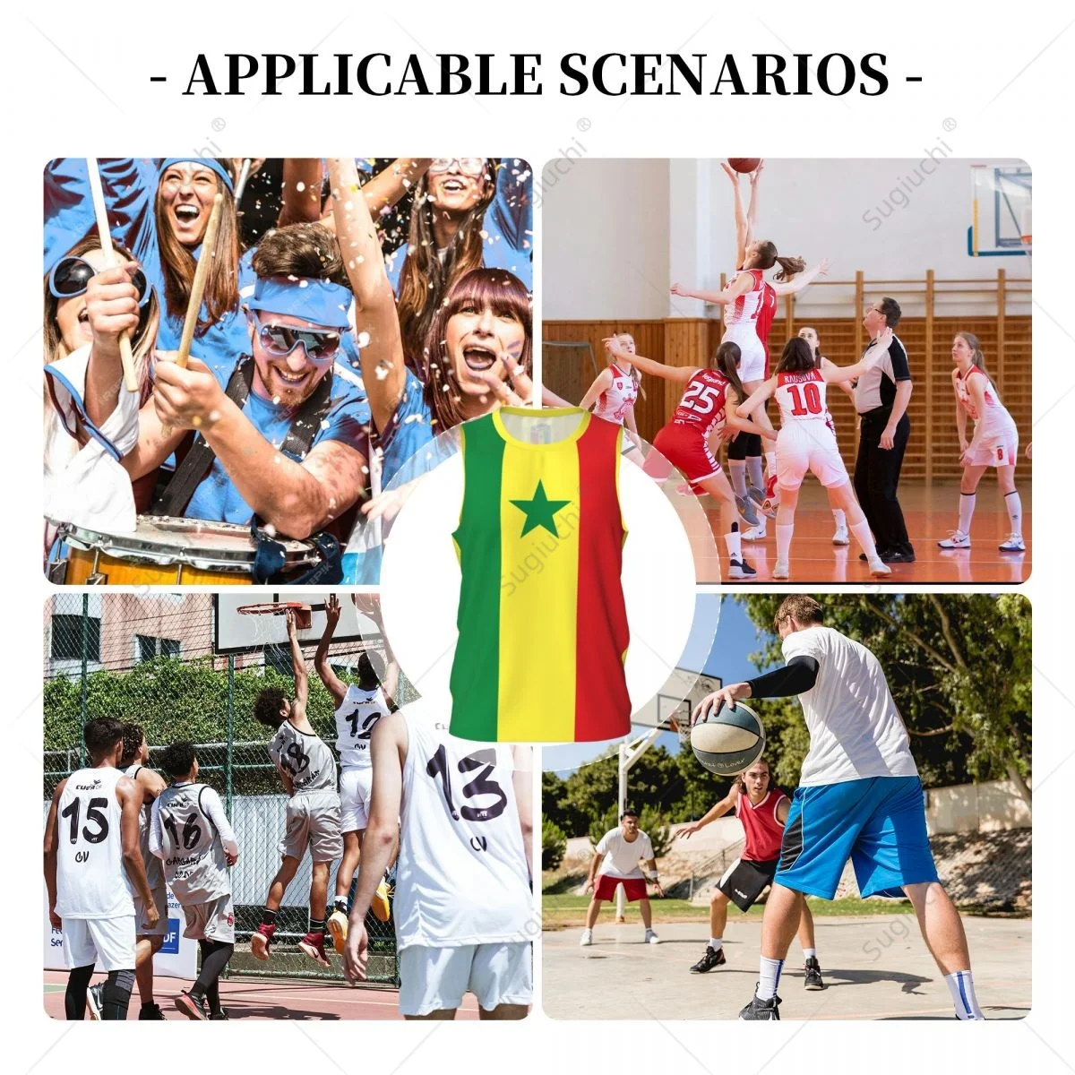 Senegal Flag Men Basketball Sports Jersey Running Fitness Multifunction Sleeveless tshirt Exclusive Custom Name Nunber