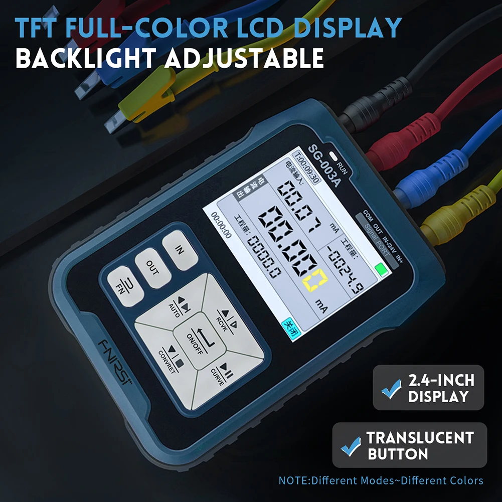 SG-003A Signal Generator PWM Pulse Output TFT LCD Display 0-10V 4-20mA Adjustable Current-Voltage Simulator With 4 Test Clips
