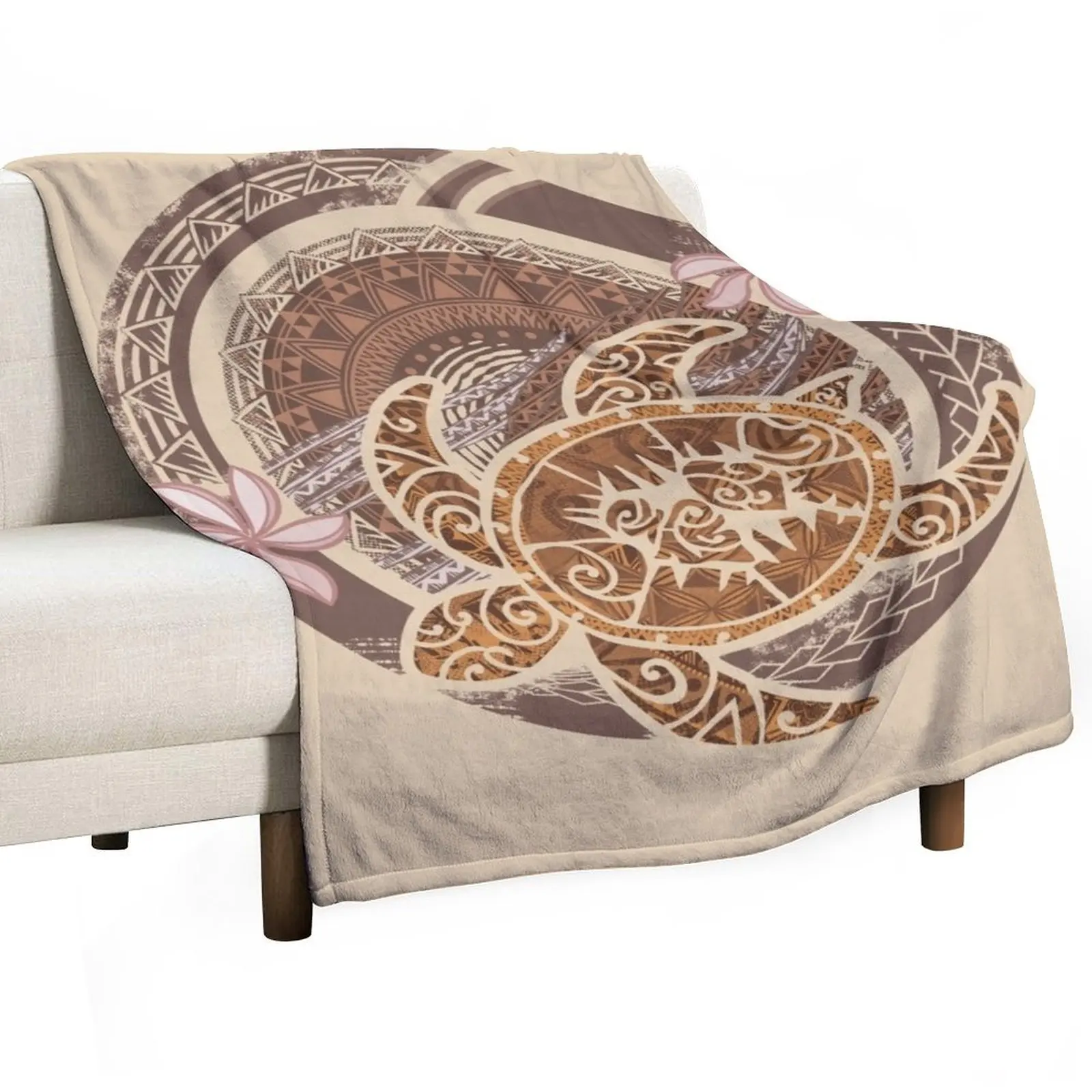 Vintage Circular Samoan Turtle Dive Throw Blanket Softest Thermal christmas gifts Tourist Warm Soft Beds Blankets