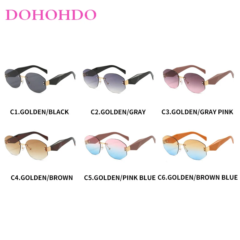Vintage Rimless Sunglasses Women Men Fashion Trends Brand Designer Sun Glasses Ladies Outdoor Drive Shades UV400 Lentes De Sol